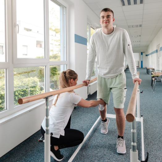 Main assisted in walking theraplhy