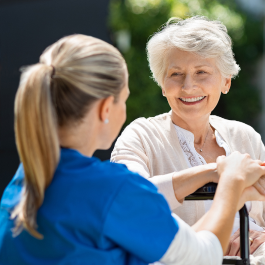 Woman smiling to a nurse